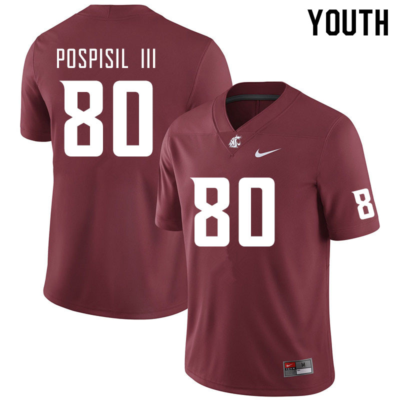 Youth #80 Billy Pospisil III Washington State Cougars College Football Jerseys Sale-Crimson